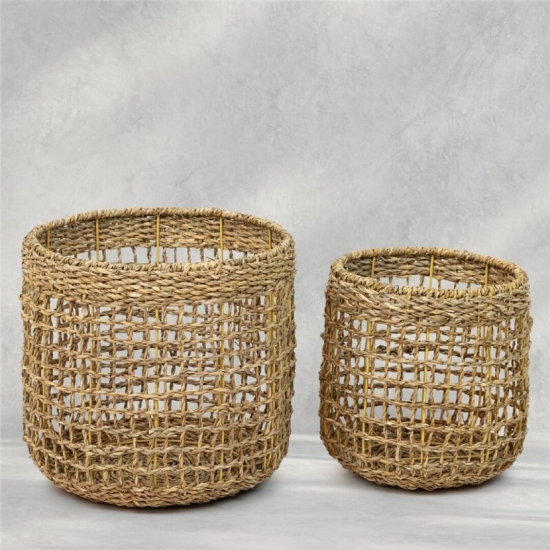 CESTO X 2 MIMBRE REDONDO 37X34CM 34X26CM
