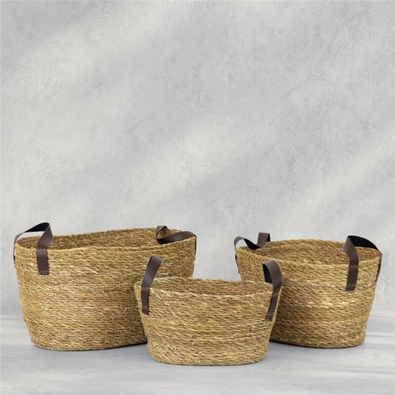 CESTO X 3 C/ASA PIEL35X25X20- 30X22X18- 26X18X14CM